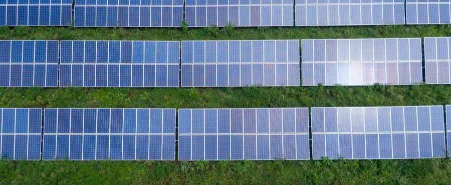 Field of blue solar panels