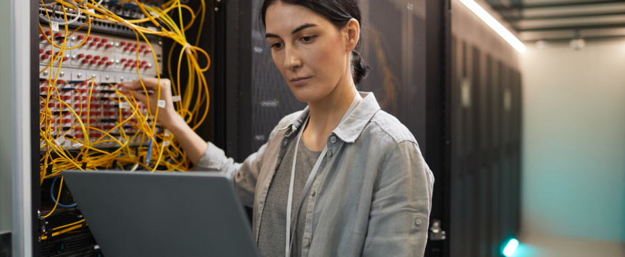 photo of a lady in a data center
